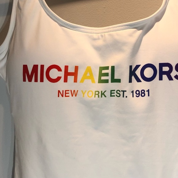 Michael Kors White Women’s Pride Logo Swimsuit One Piece bright helloSz 8 - Picture 2 of 5